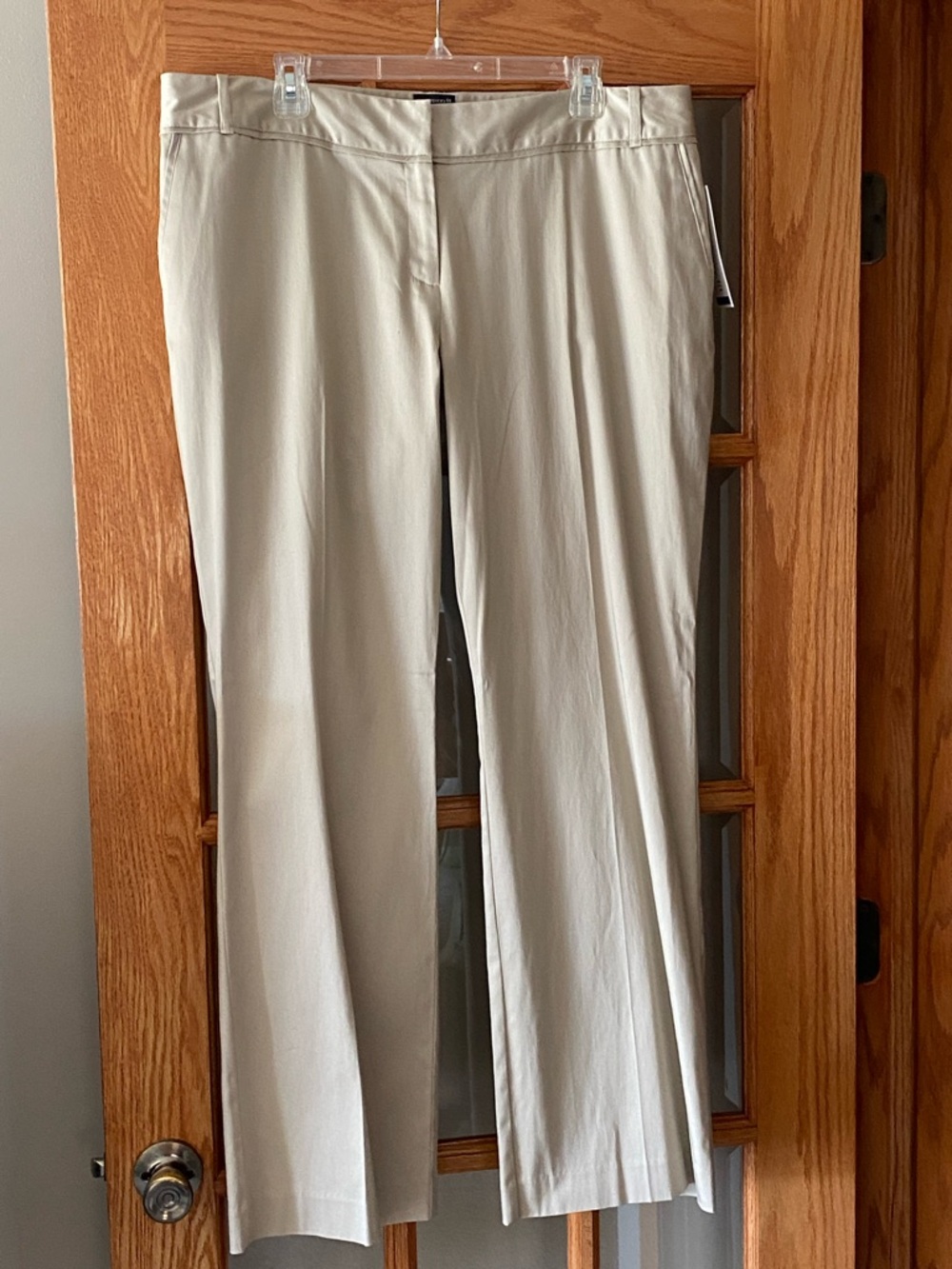 Attention Women's Sz 16 Beige Straight Leg Dress Pants Low Rise Stretch NWT